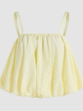 Light Yellow Bubble Hem Tank Top